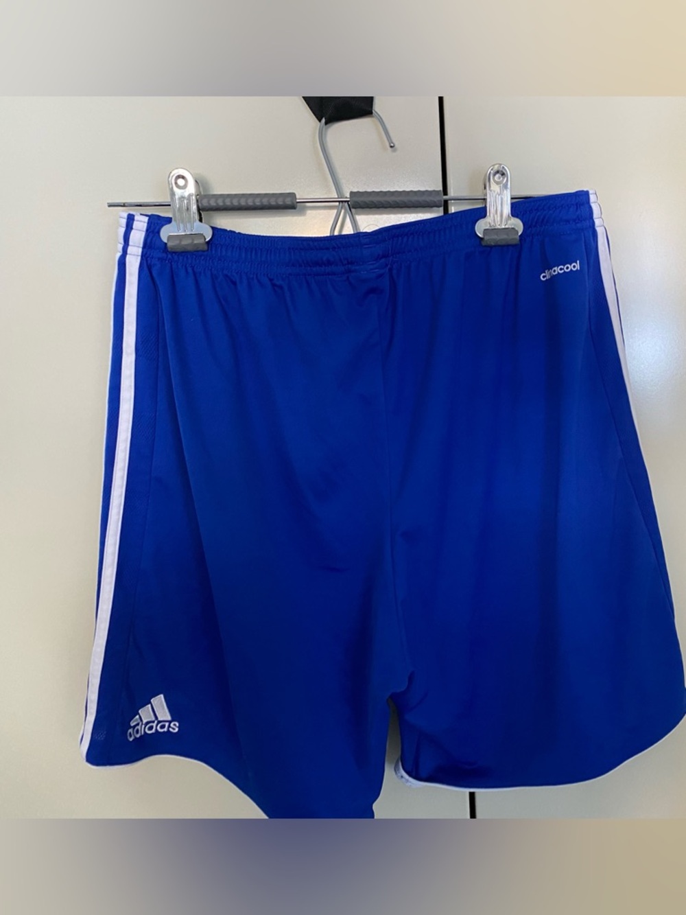 adidas Blue Athletic Shorts with White Side Stripes